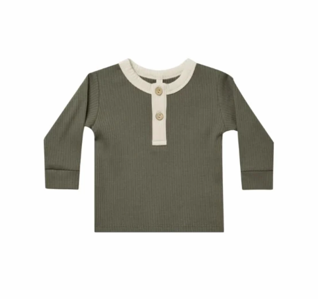 Ribbed Long Sleeve Henley | Forest SustainableBlend Spark Soul