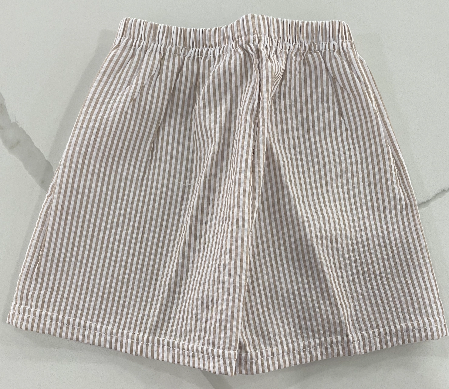 Boys Seersucker Lined Shorts | Tan LowMaintenance Material Handmade Glow