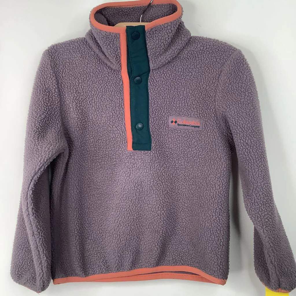 Size 4-5: Columbia Purple/Green/Pink Fleece Coat YKK Fasteners