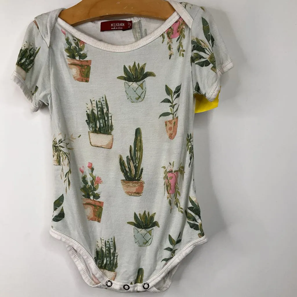 Regular - fit Size 6-12m: Milkbarn Blue Plants Onesie