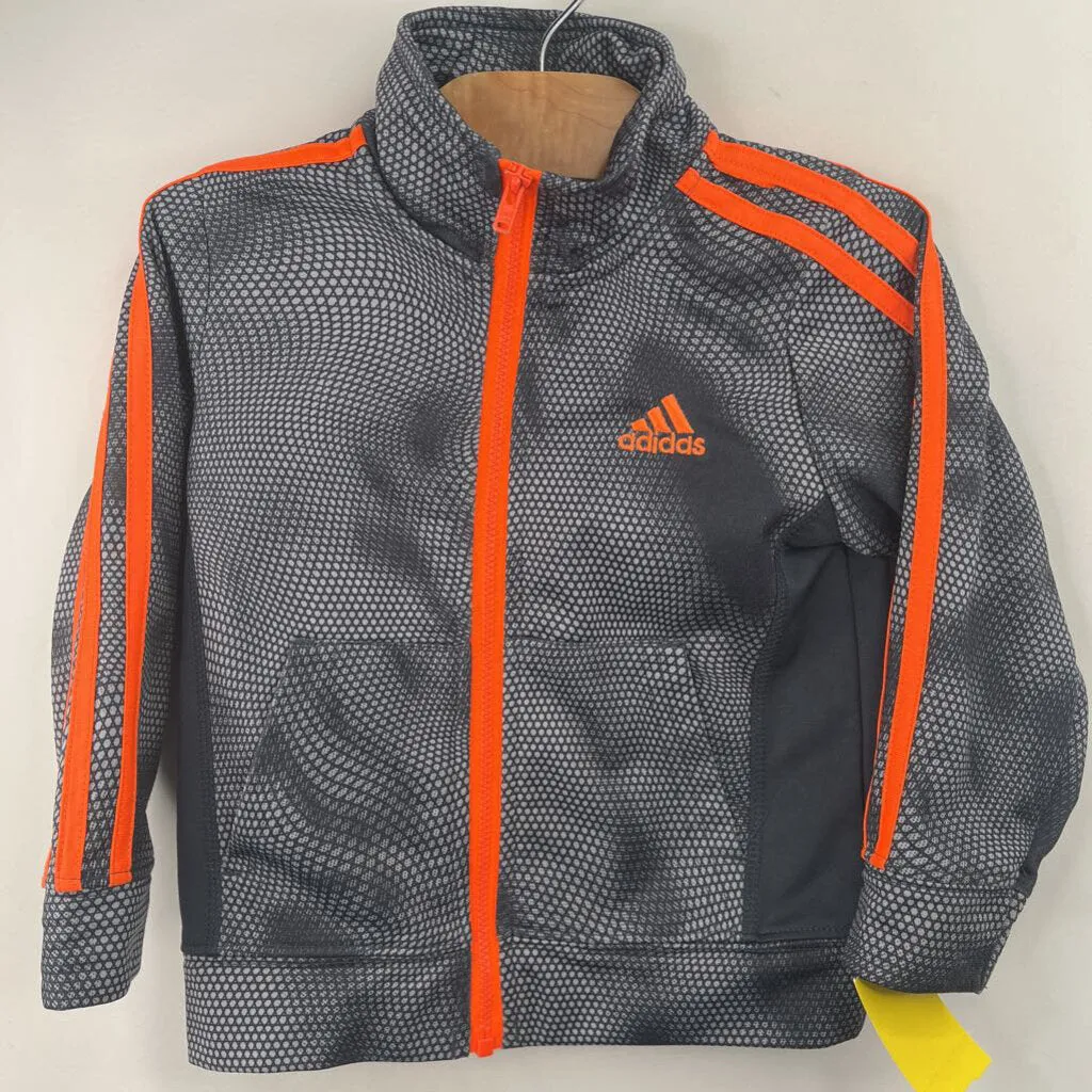 Size 2: Adidas Grey/Orange Dotted Zip-Up Coat Sleek Utility
