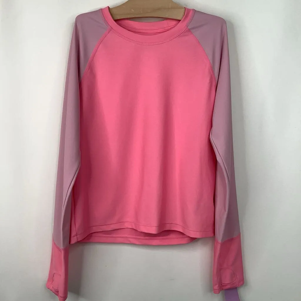 Size 12: Athleta Girl Pink Rash Guard Shirt holiday Polka - dotted