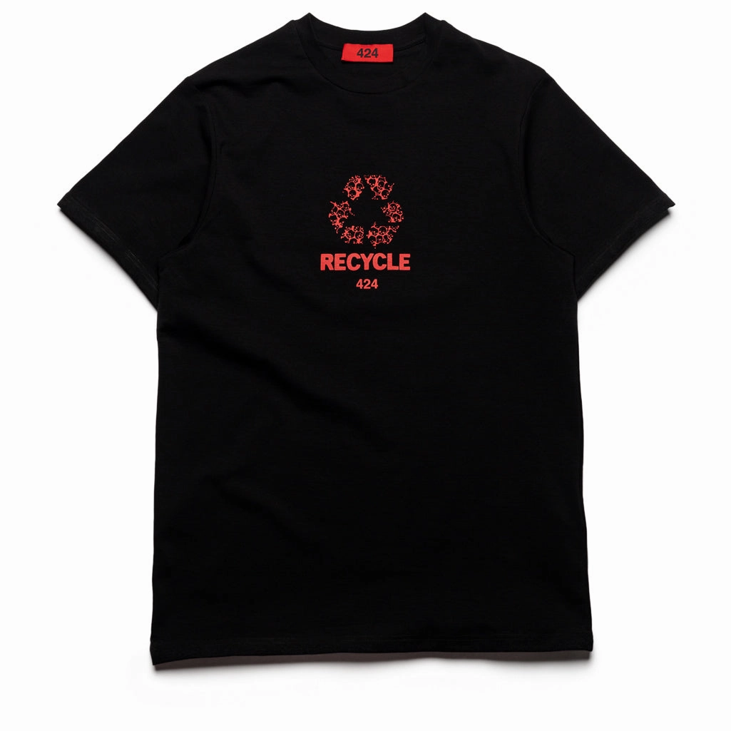 424 Recycle Tee - Black/Red Design Glow