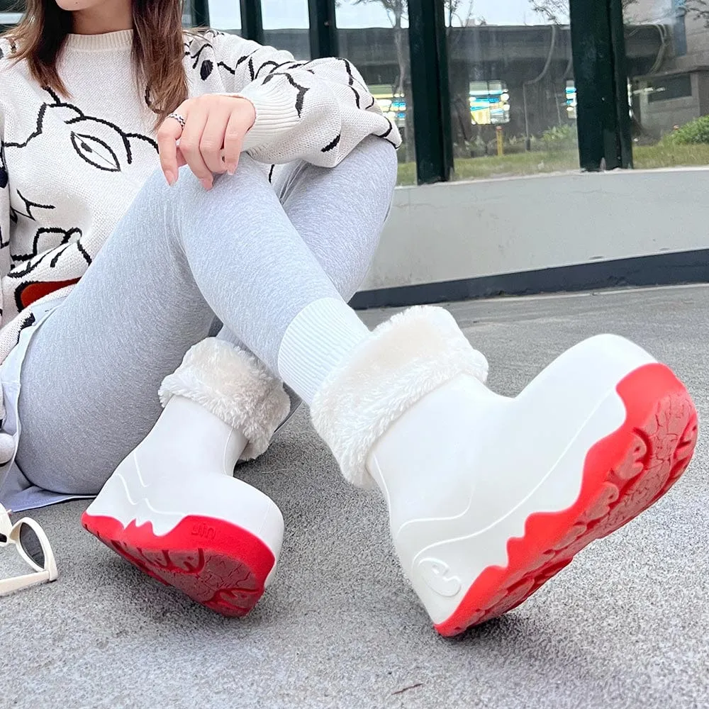 Strong Laces Premium Leather Bright White Navarra Boots with Napped Linings Women