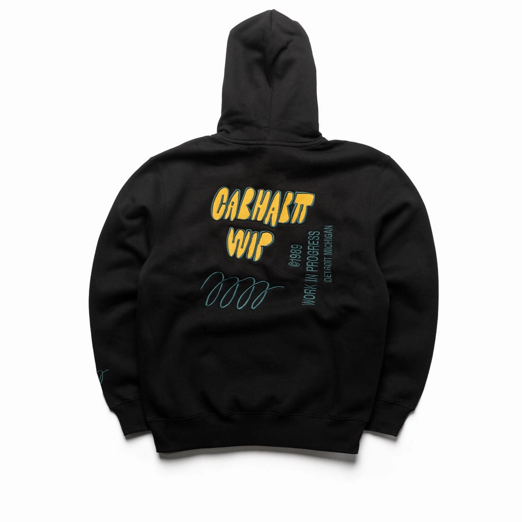 Carhartt WIP Hooded Signature Sweatshirt - Black Car Cool StainResistant Fabric