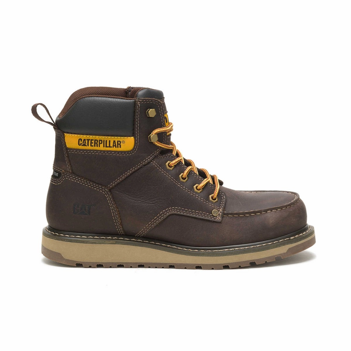 Caterpillar Calibrate (p91418) Steel Toe Men's Work Boot In Leather Brown Heavy Duty Stability Composite Toe