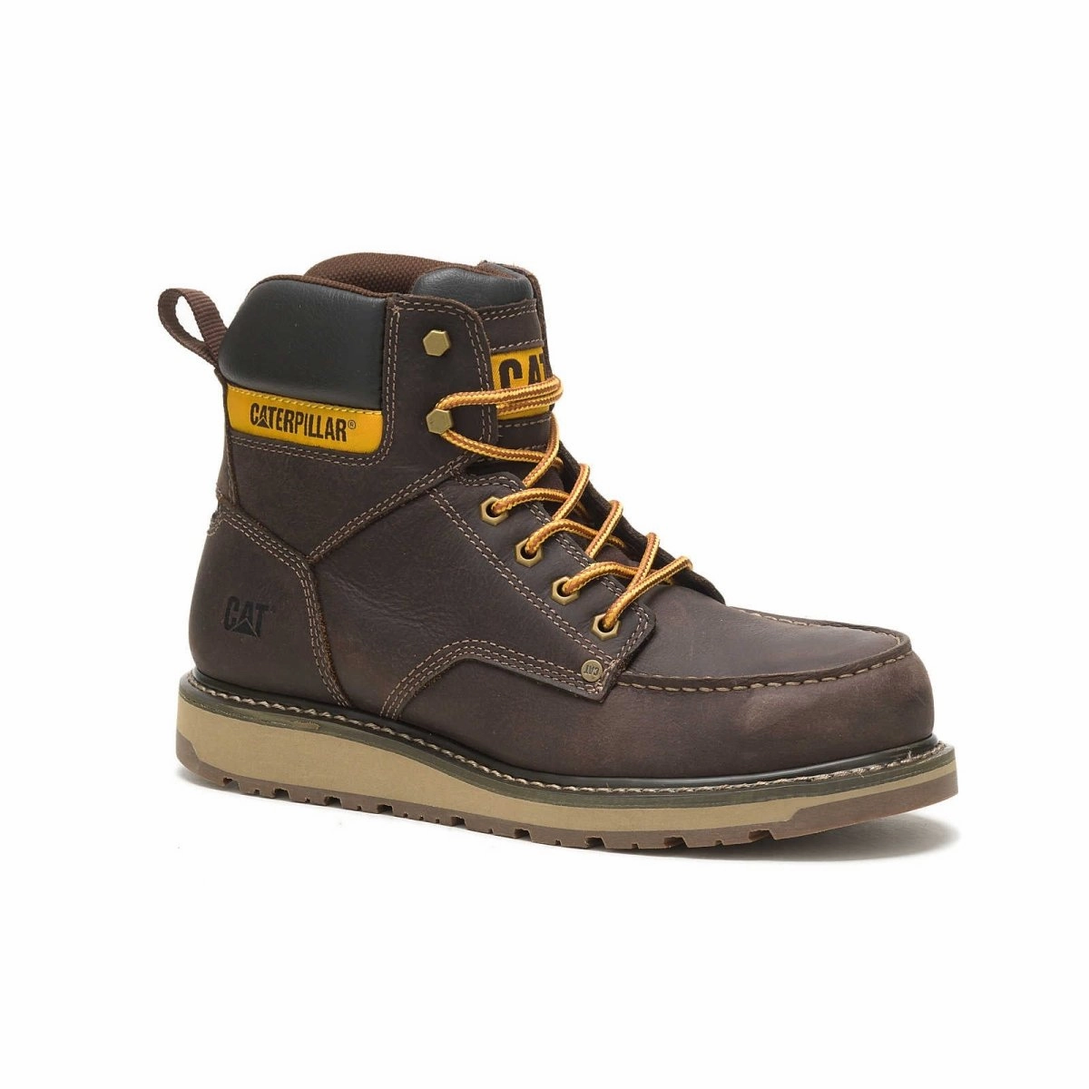 Caterpillar Calibrate (p91418) Steel Toe Men's Work Boot In Leather Brown Safe Step