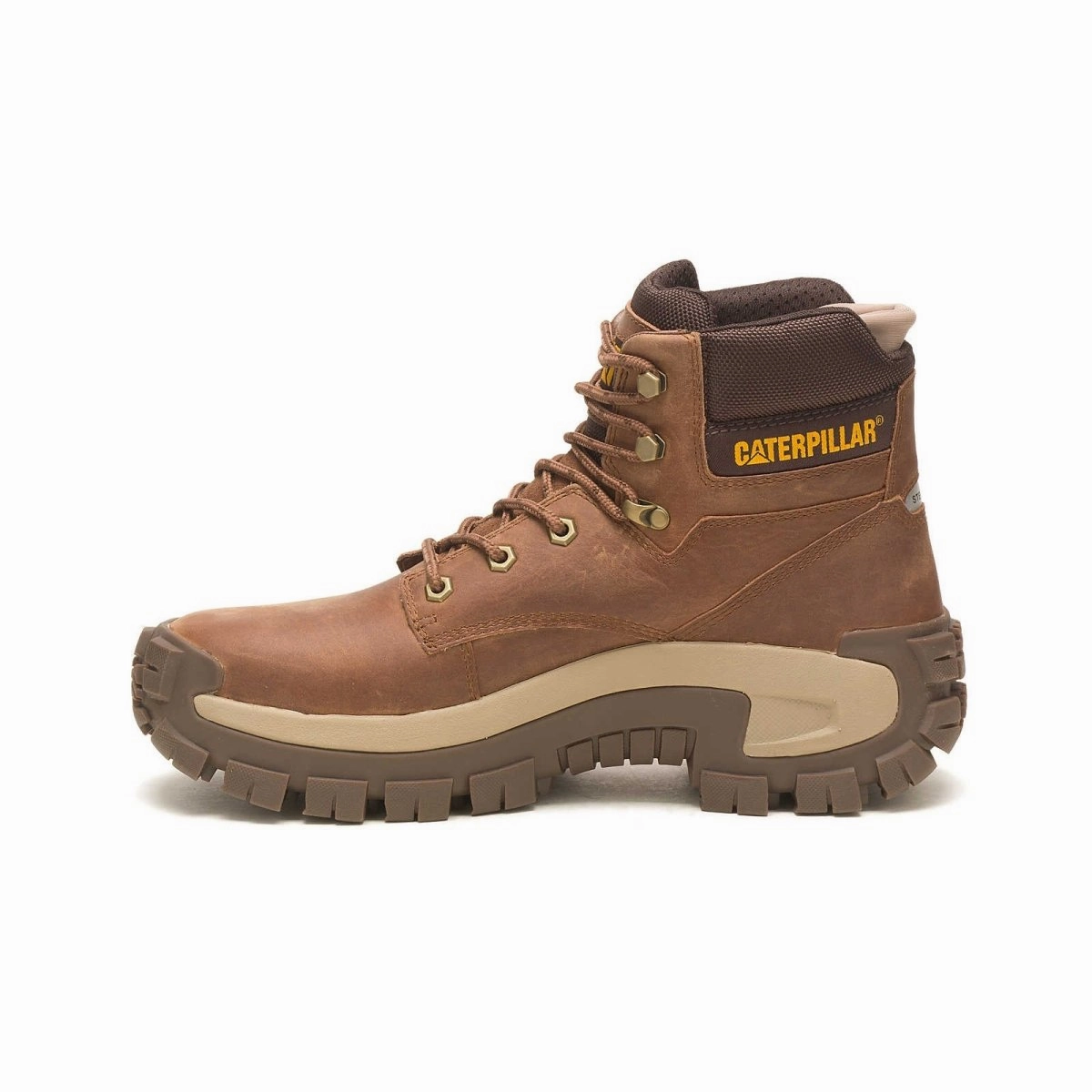 Caterpillar Invader Hi Steel Toe Men's Work Boot (p91596) In Mushroom Shock Guard Shoes Impact-resistant Sole