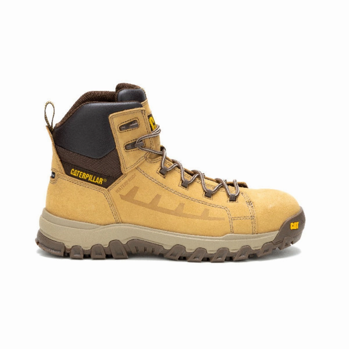 High Traction Outdoor Trek Work Ready Caterpillar Men's Threshold Rebound Waterproof Non-Metallic Composite Toe Work Boot (P91713) In Honey Reset