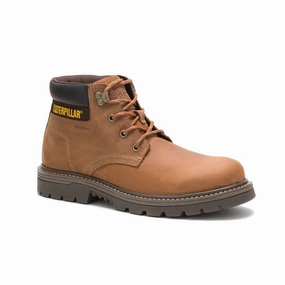 Caterpillar Outbase (p51032) Waterproof Men's Work Boot In Leather Brown Max Grip Sole Comfortable Footbed