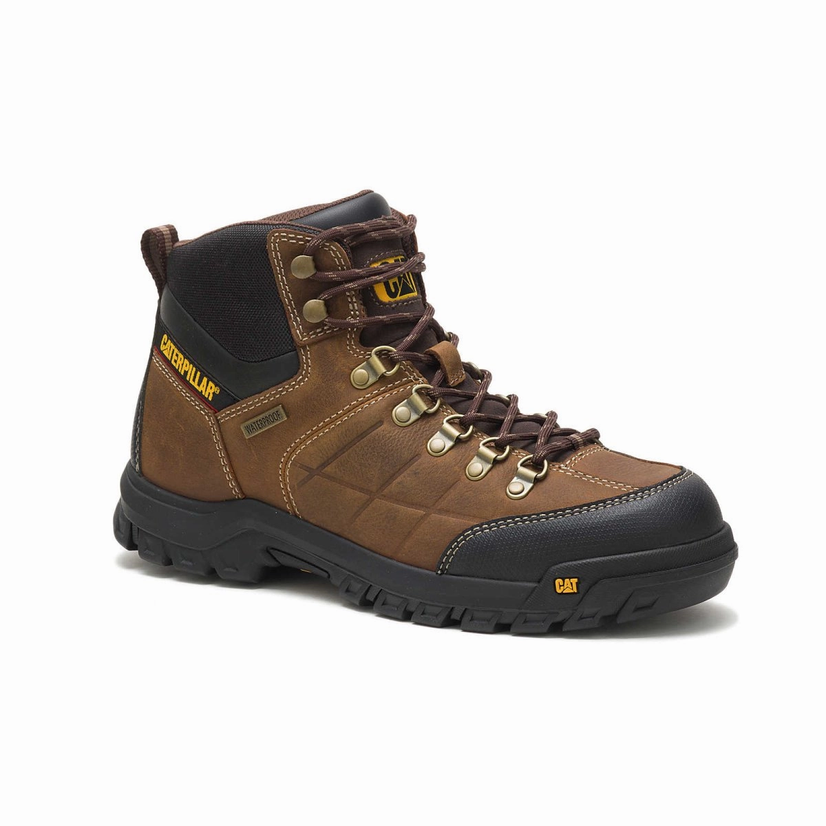 Good Traction Waterproof Fit Caterpillar Threshold Waterproof Soft Toe Men's Work Boot (p74128) In Real Brown