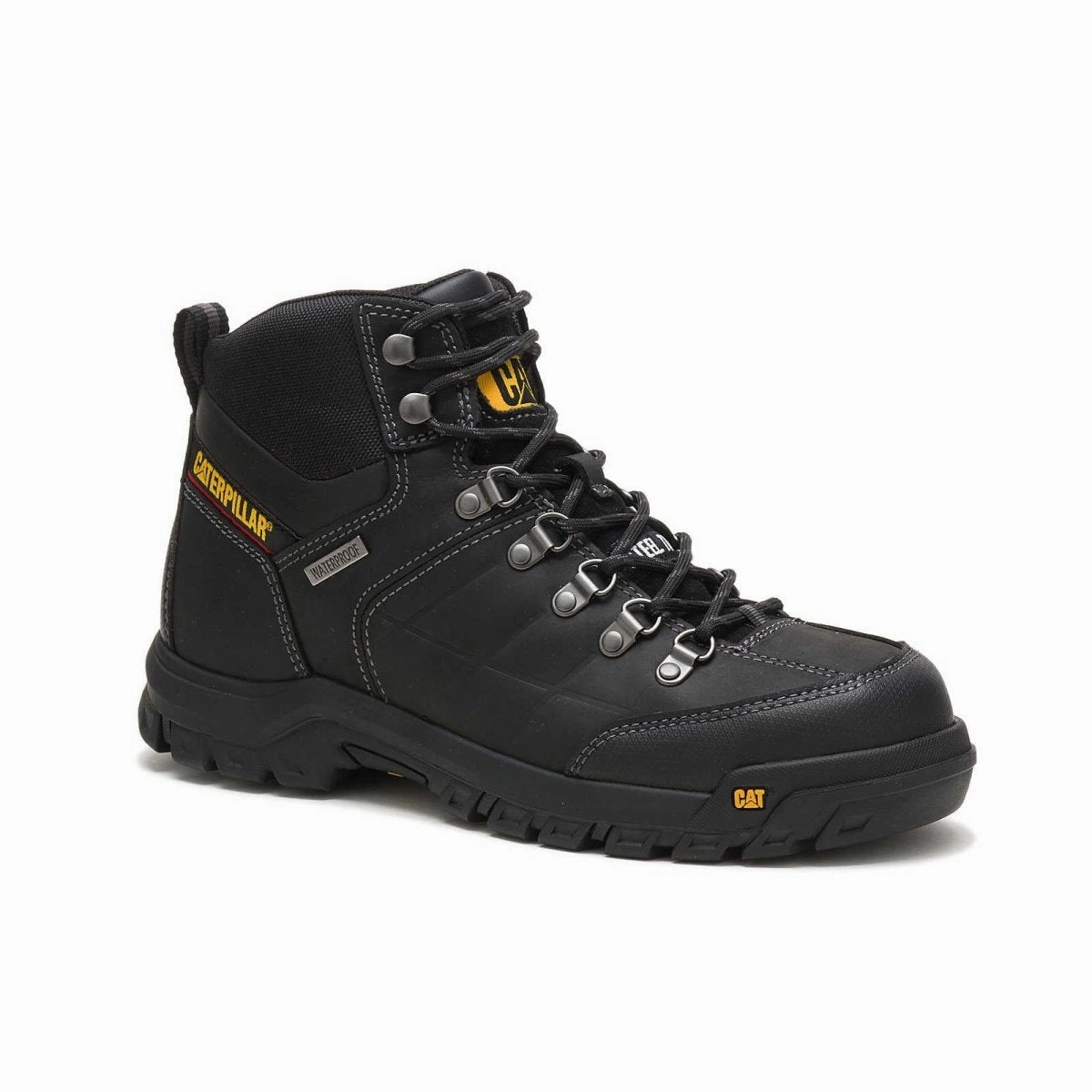 Caterpillar Threshold Waterproof Steel Toe Men's Work Boot (p90936) In Black Grip Control Shoes