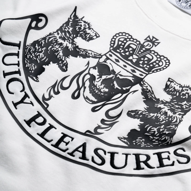 MoistureWicking Fabric Pleasures Skull Crest Heavyweight Tee - White
