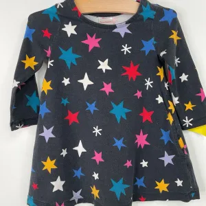 Size 2 (85): Hanna Andersson Black Colorful Stars Long Sleeve Dress Wedding guest understated look