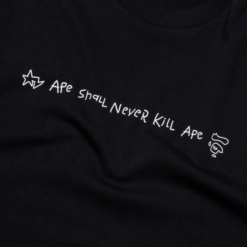 A Bathing Ape Hand Drawn Logo Tee - Black Fashion Dress