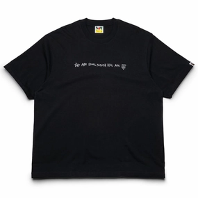 Green Soul AntiPillingTechnology A Bathing Ape Hand Drawn Logo Tee - Black