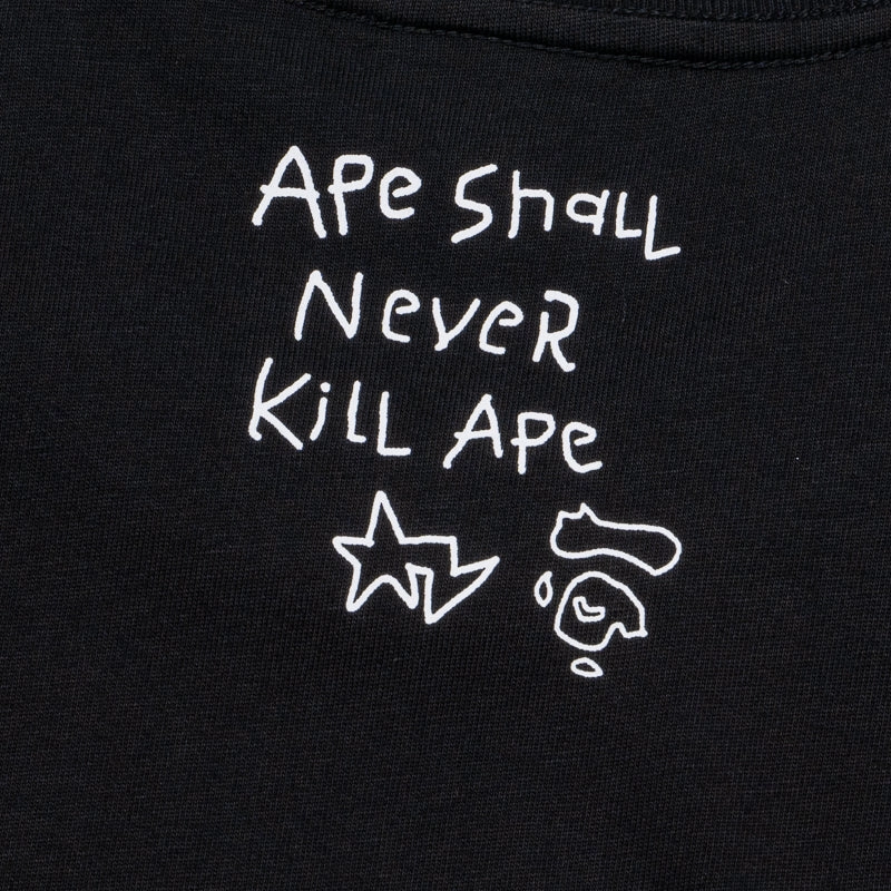 warm fleece Convertible Style A Bathing Ape Hand Drawn Logo Tee - Black