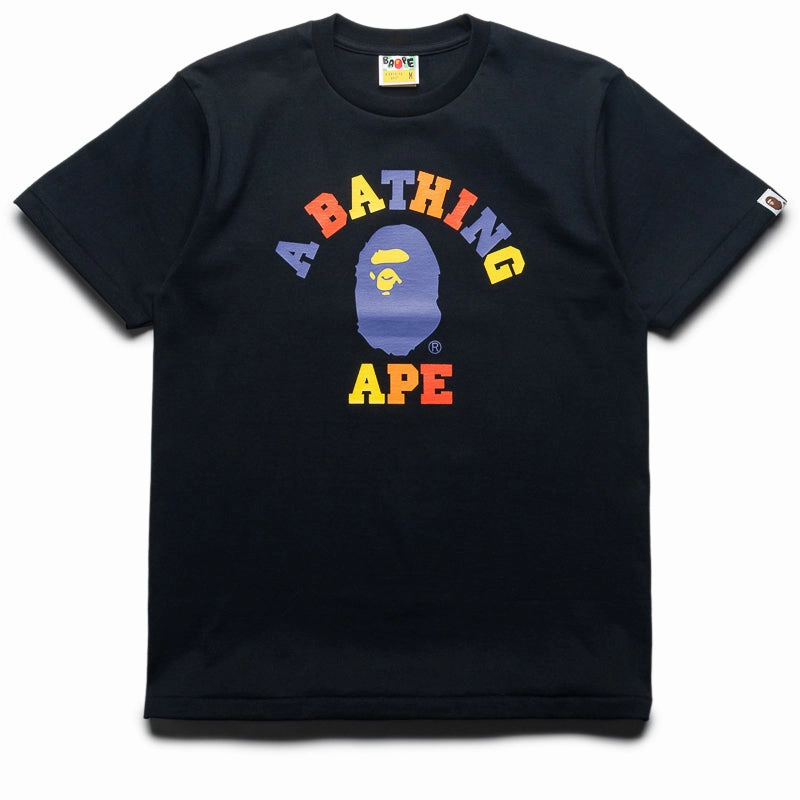 Wind Block british retro A Bathing Ape Colors College Tee - Black