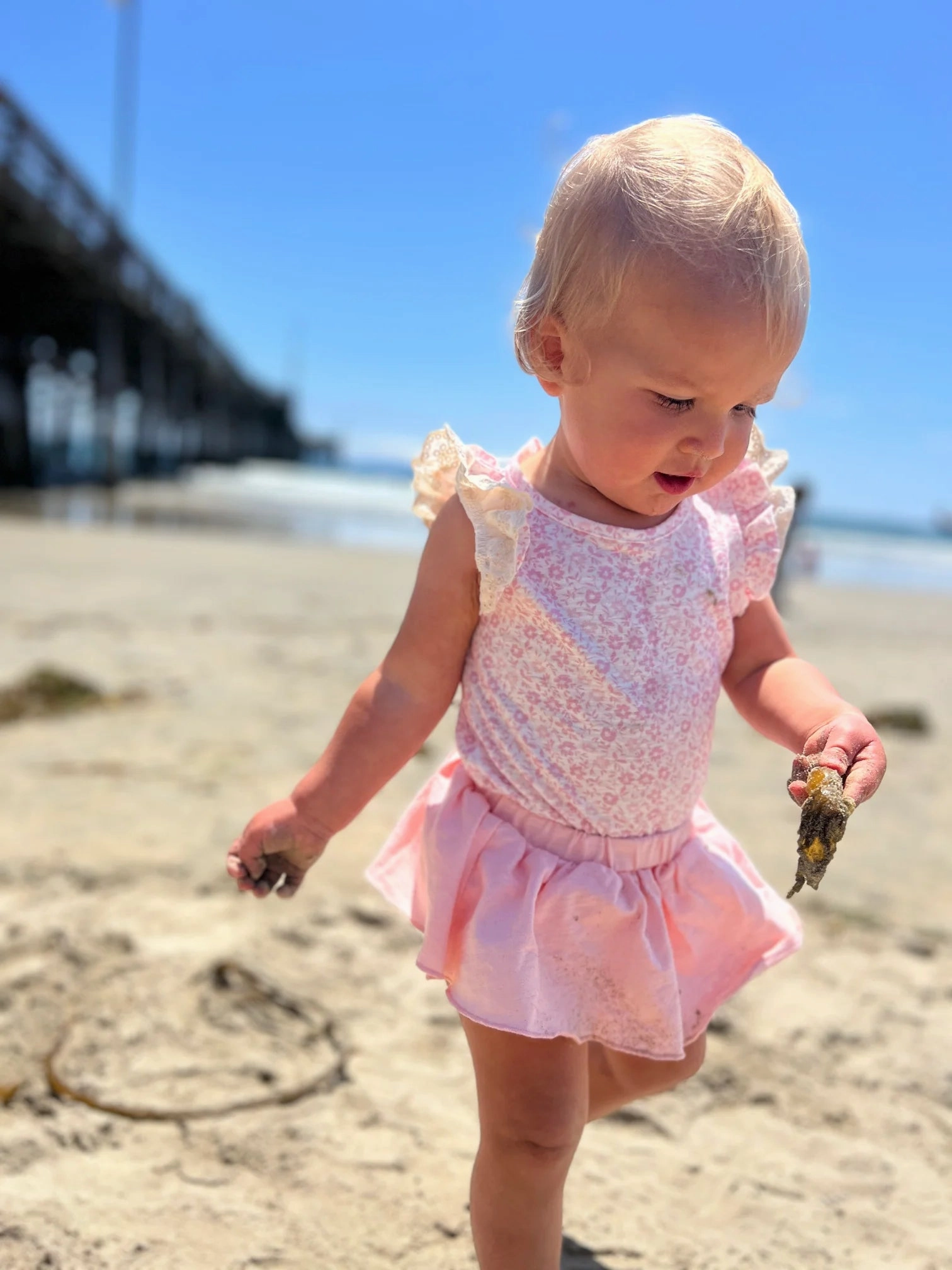 Amber Onesie in Pink Ditsy Floral Reinforced Stress Points