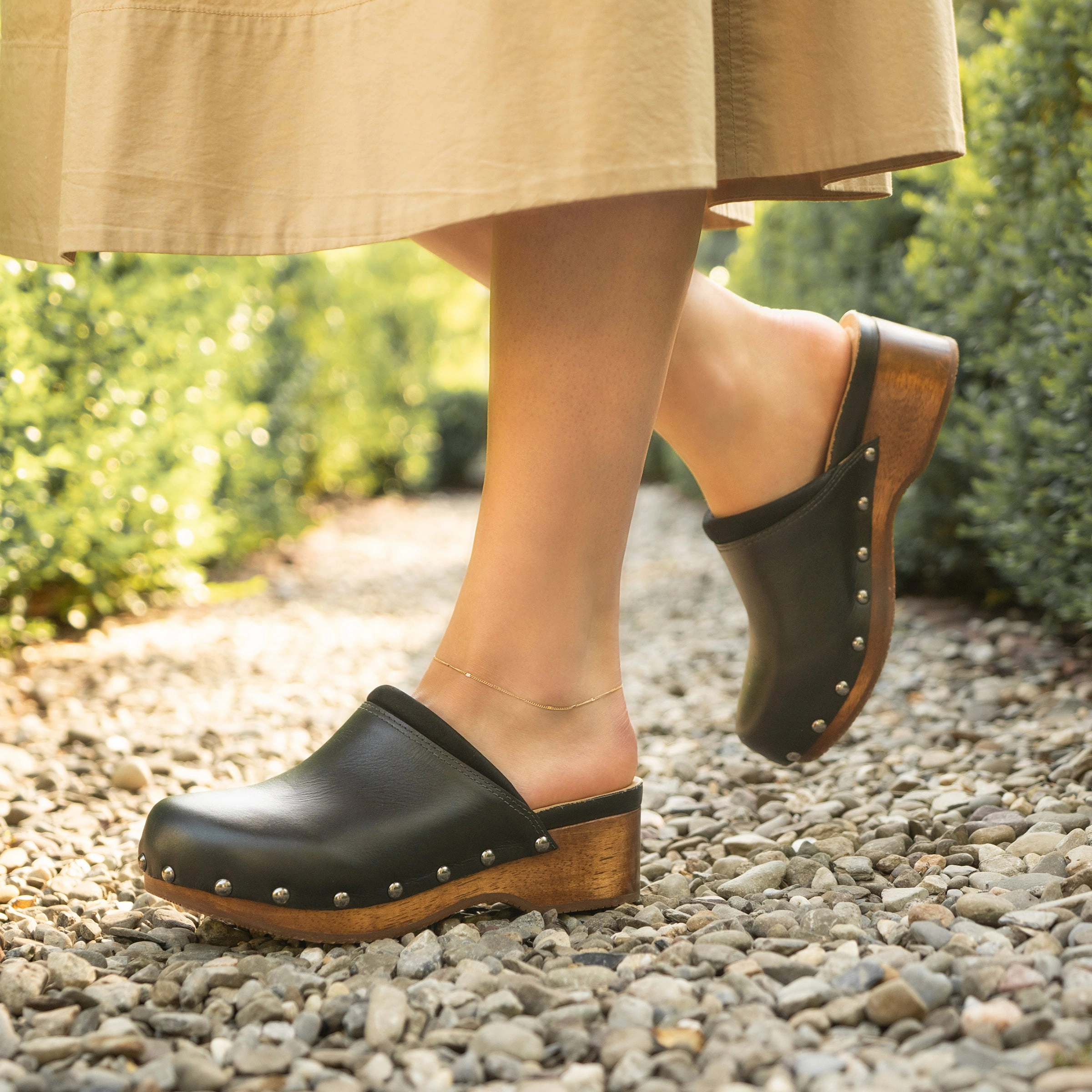 Andie Black Calf Wedge Heel Open Heel Sandals