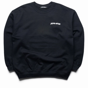 Raw Linen Fucking Awesome Landscape Brainscape Crewneck - Black