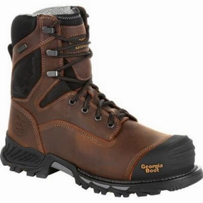 Georgia Boot Rumbler Men's Composite Toe Waterproof Work Boots Gb00285 In Brown Seamless Comfort Mountain Hike
