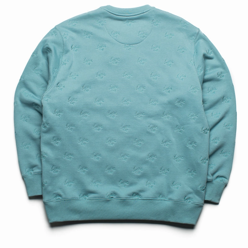 One-Piece Wear Eastside Golf Fleece All-Over Script Crew - Mineral Green