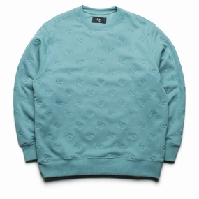 Eastside Golf Fleece All-Over Script Crew - Mineral Green Suede Mood
