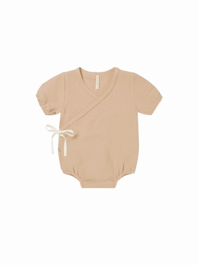 Crystal Soul Woven Wrap Romper | Apricot