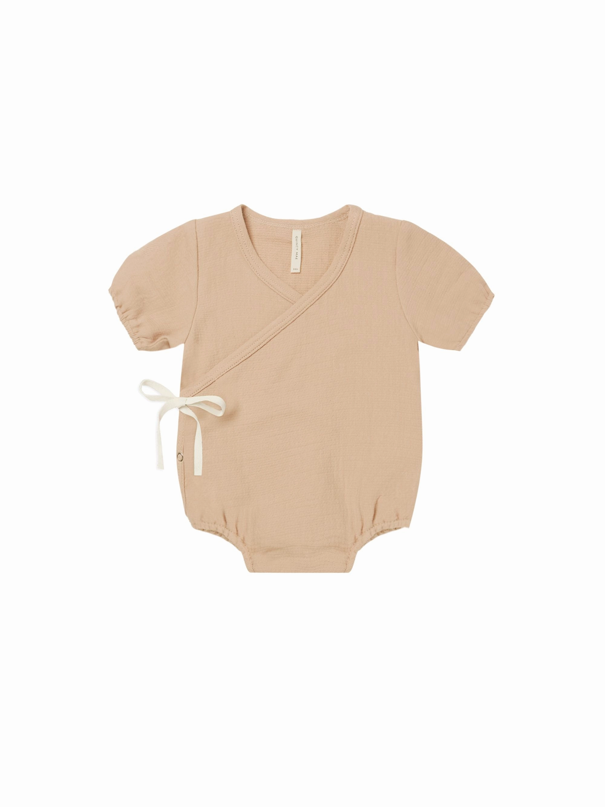 UltraSoft Texture Woven Wrap Romper | Apricot