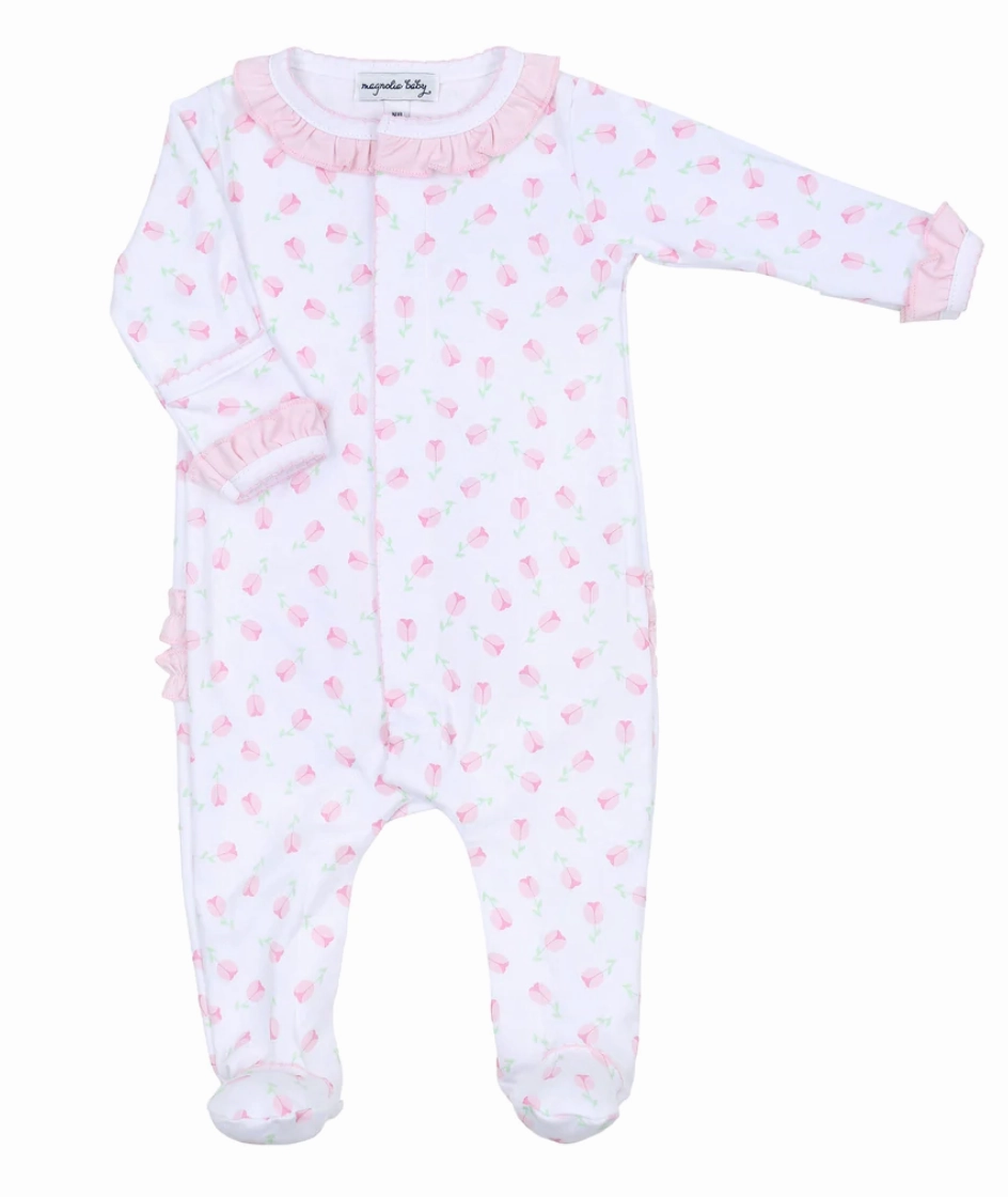 Tessa's Classics Printed Ruffle Footie wrinkle free Mind Ease