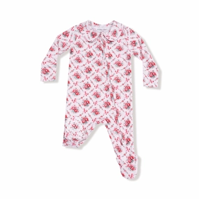 Joy Ease Rose Bow Lattice - Peter Pan 2 Way Zipper Footie