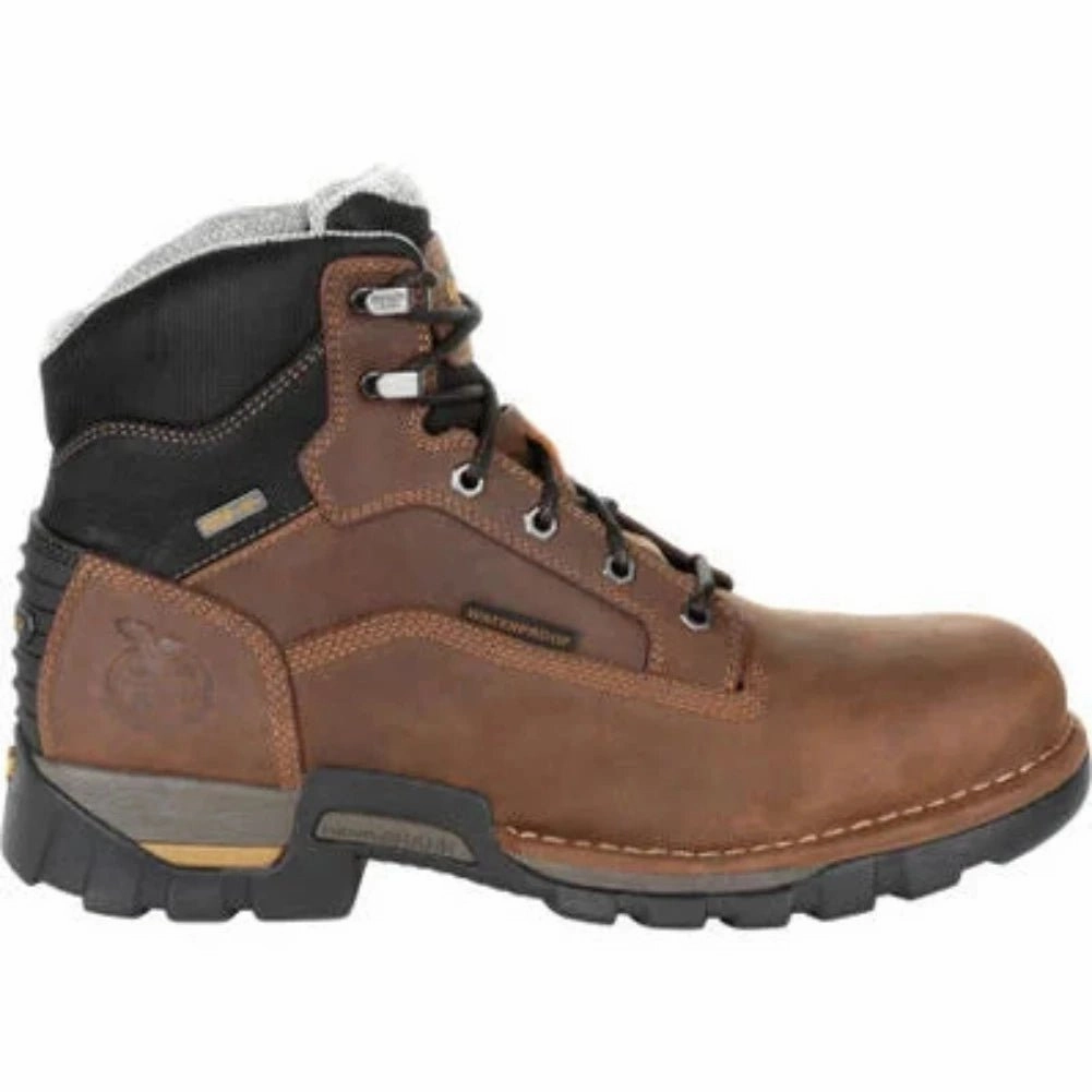 Georgia Boot Eagle One Men's Waterproof Work Boots Gb00312 In Brown Comfort collar Snow Day