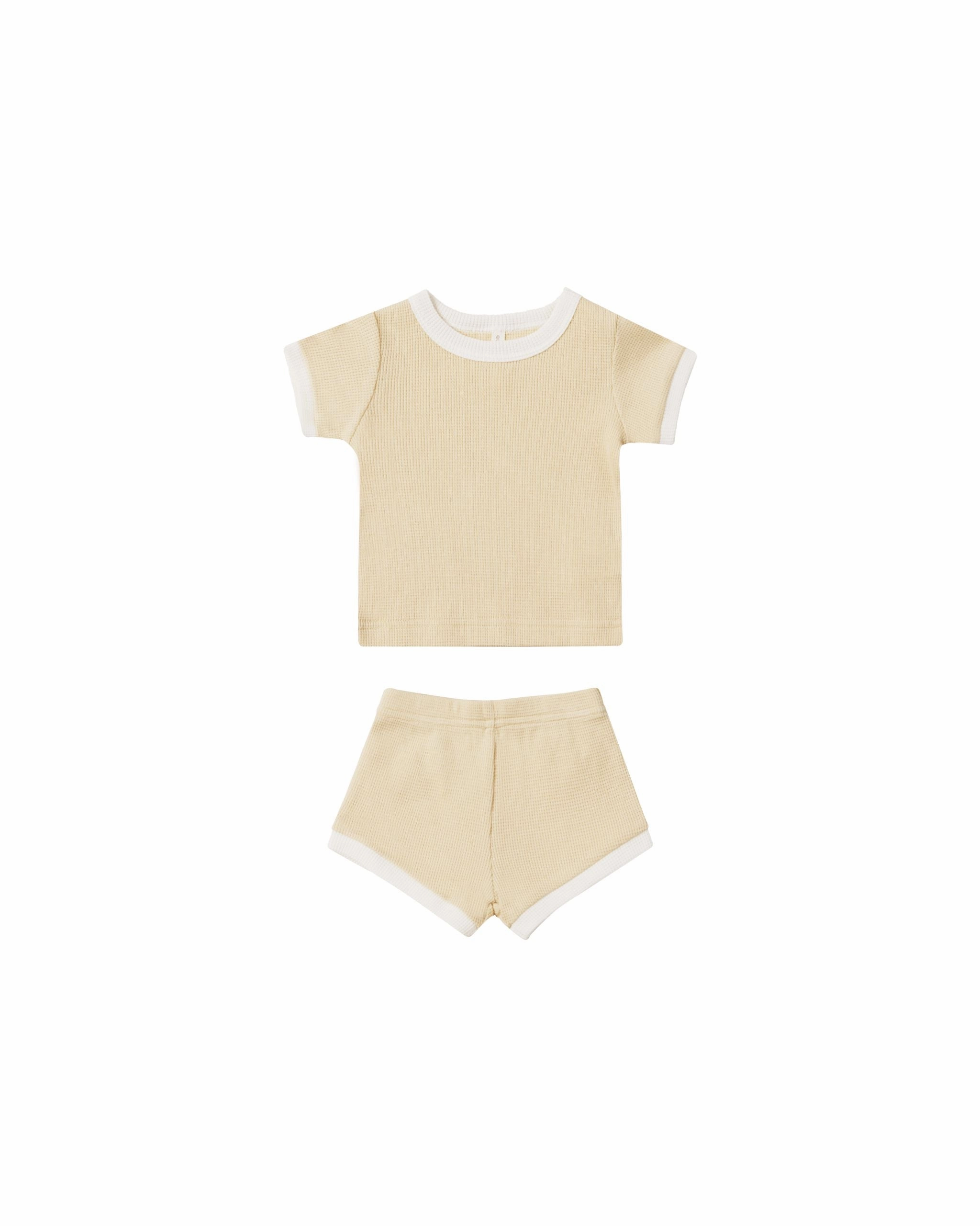 BalancedDrape Waffle Shortie Set | Lemon