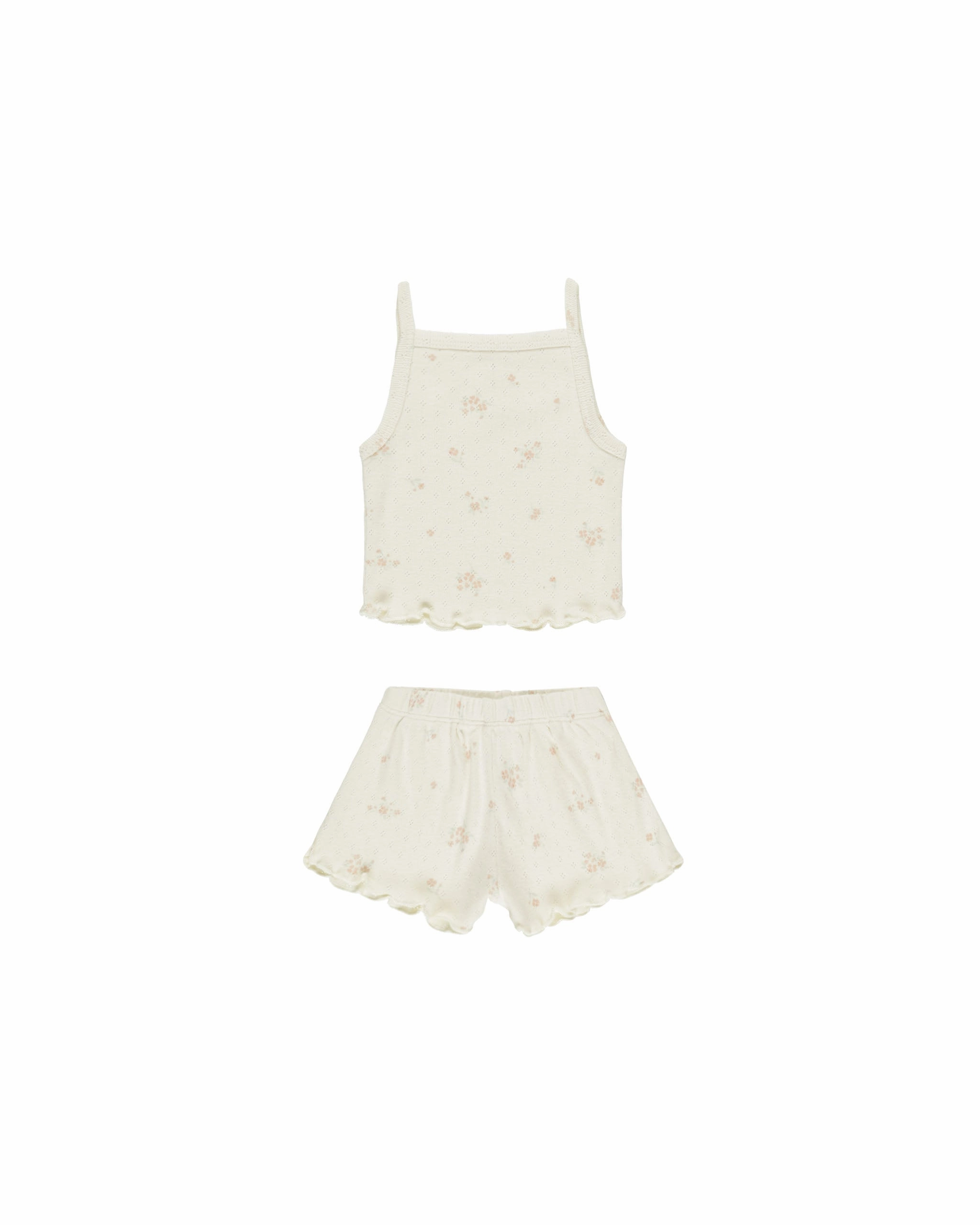 Pointelle Tank   Shortie Set || Pink Ditsy Cozy Sweatshirt