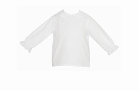 Girls White Knit Peter Pan Blouse - L/S LightweightInsulation AntimicrobialCoating