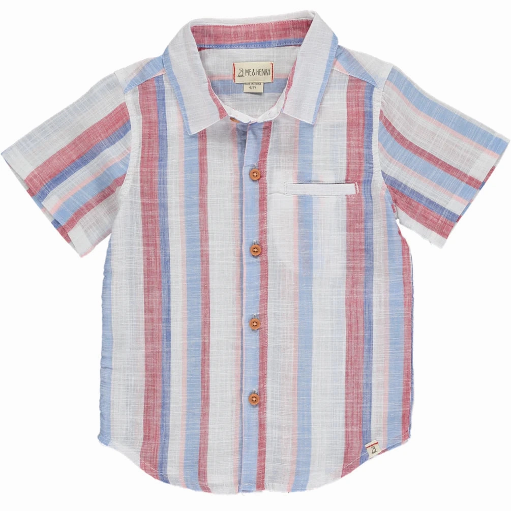 Maui Red/White/Blue Stripe Woven Shirt Digital Core EcoCertifiedTextile