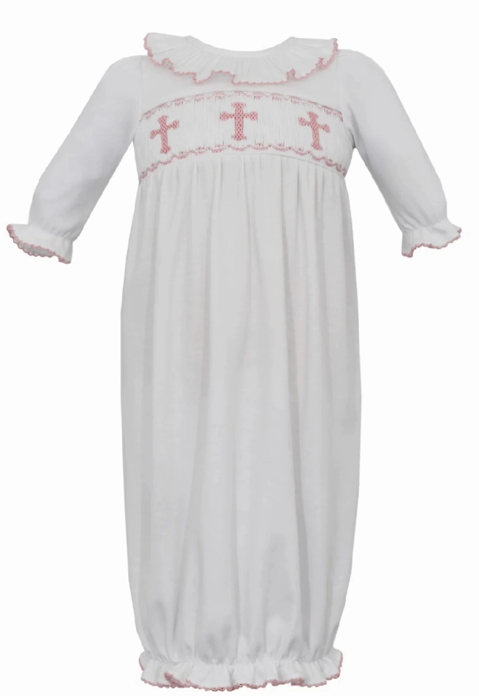 Girl's White Knit Christening Gown Royal Mode Daywear Style