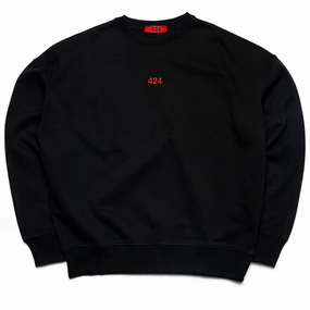 Spring Glow Shimmer Core 424 Embroidered Crewneck - Black
