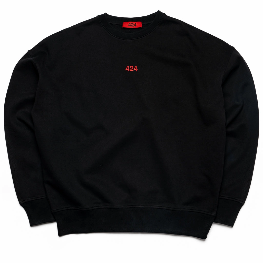 Spring Glow Shimmer Core 424 Embroidered Crewneck - Black