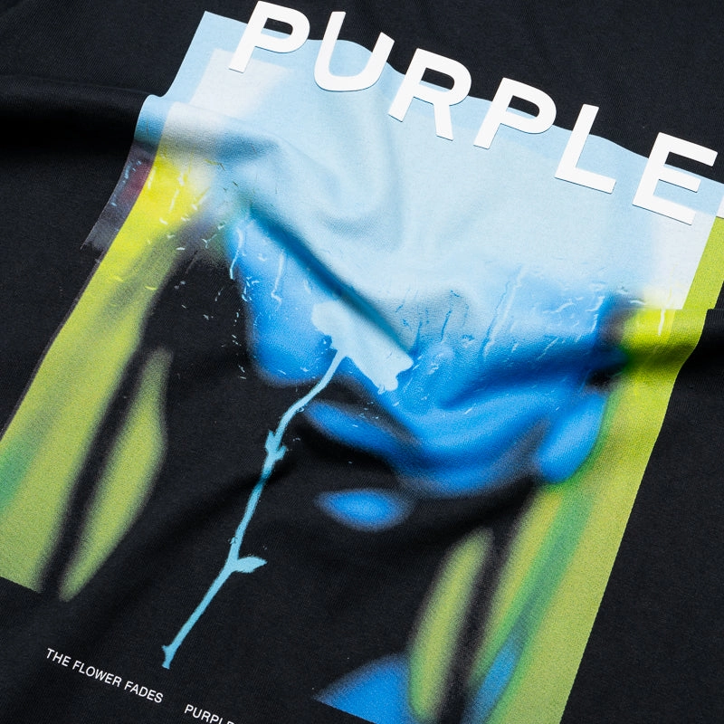 Purple Brand Flower Tee - Black Placket Closure Casual Design