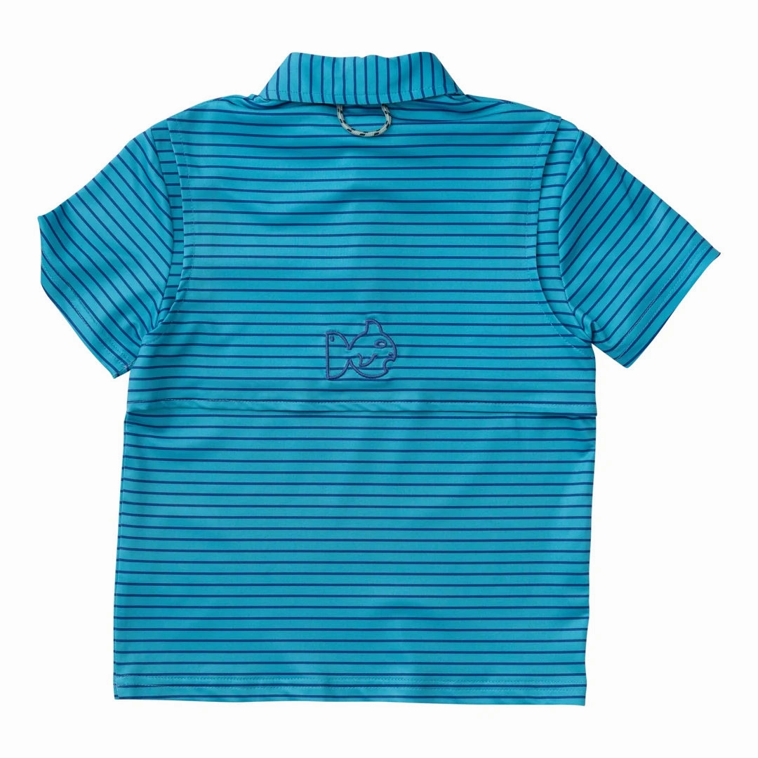 Colorfast Dye Pro Performance Polo - Scuba Blue Stripe