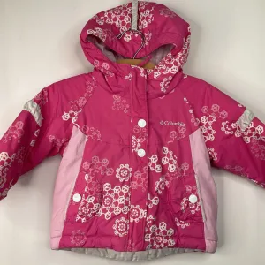 Size 2: Columbia Pink Abstract Pattern Hooded Zip Up Coat Heat Retention