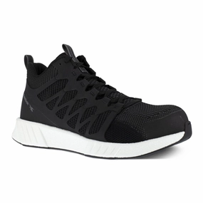 Reebok Fusion Flexweave? Athletic Work Mid-cut Men's Composite Toe Rb4316 In Black And White breathable outdoor shoes Moisture Wicking Socks