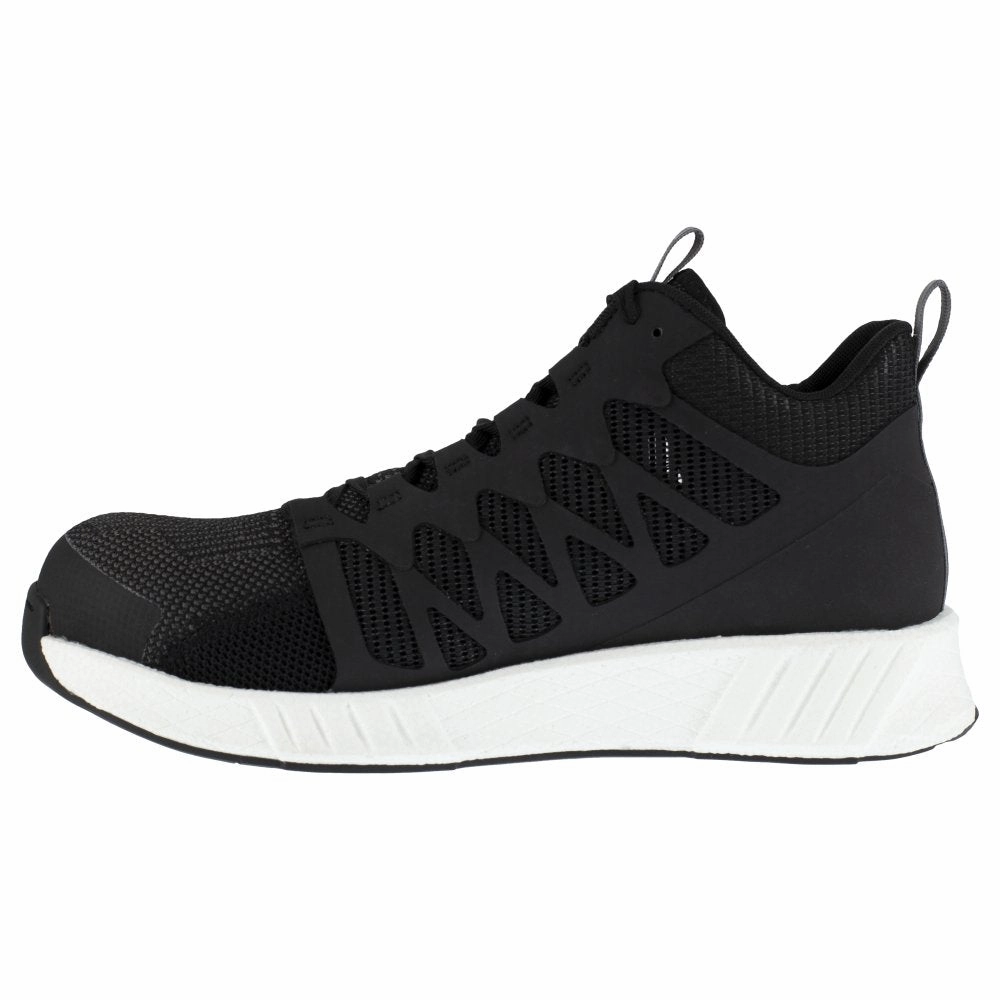 Reebok Fusion Flexweave? Athletic Work Mid-cut Men's Composite Toe Rb4316 In Black And White competition trail shoes