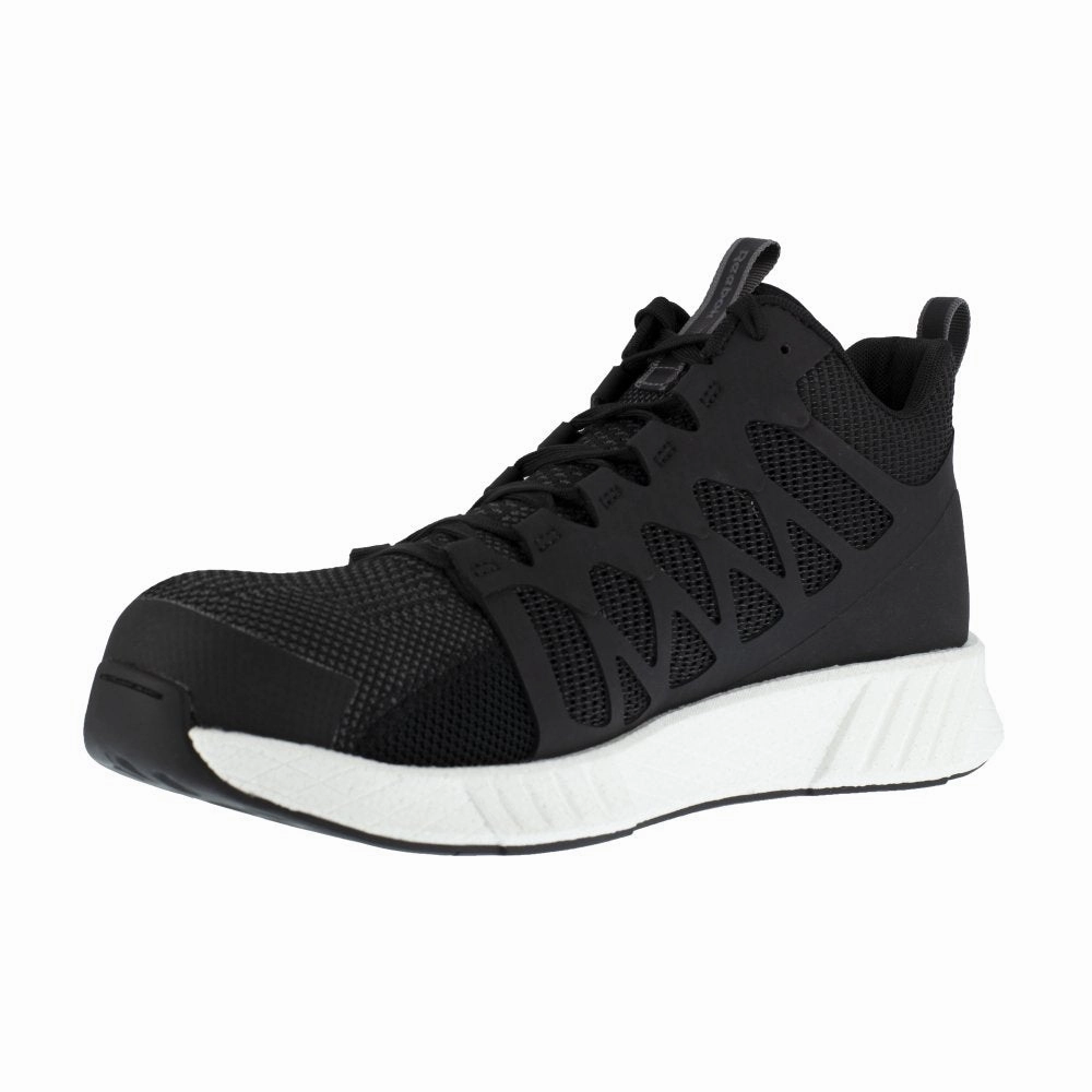 stability control sneakers Reebok Fusion Flexweave? Athletic Work Mid-cut Men's Composite Toe Rb4316 In Black And White