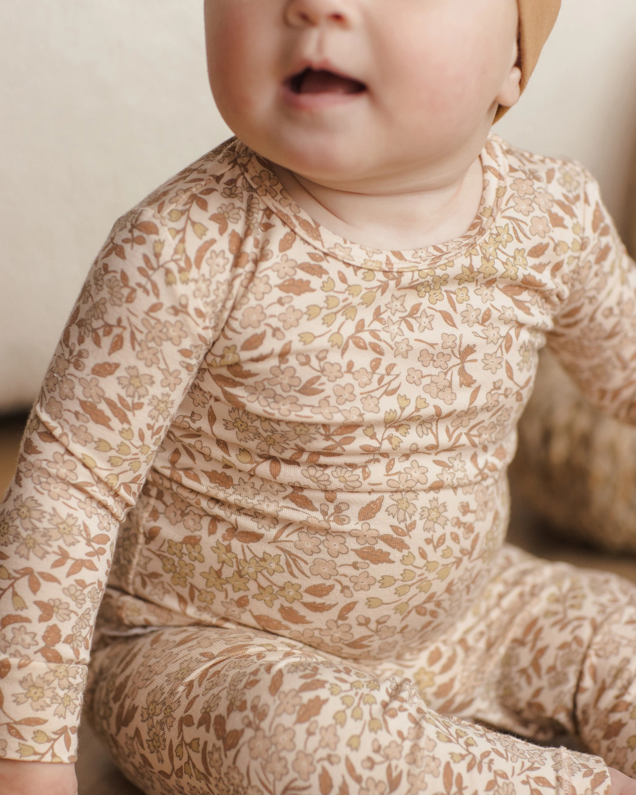 Sporty Look Flexible Waistline Bamboo Sleeve Pajama Set | Harvest Floral