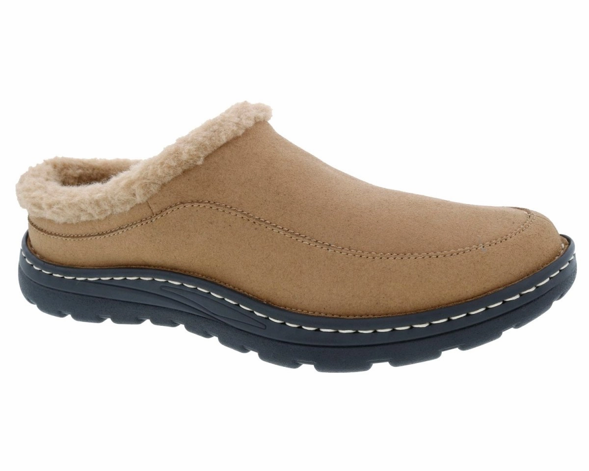 Molded Contour Fit Memory Foam Insert Drew Palmer Men Clog Shoe In Camel Microsuede