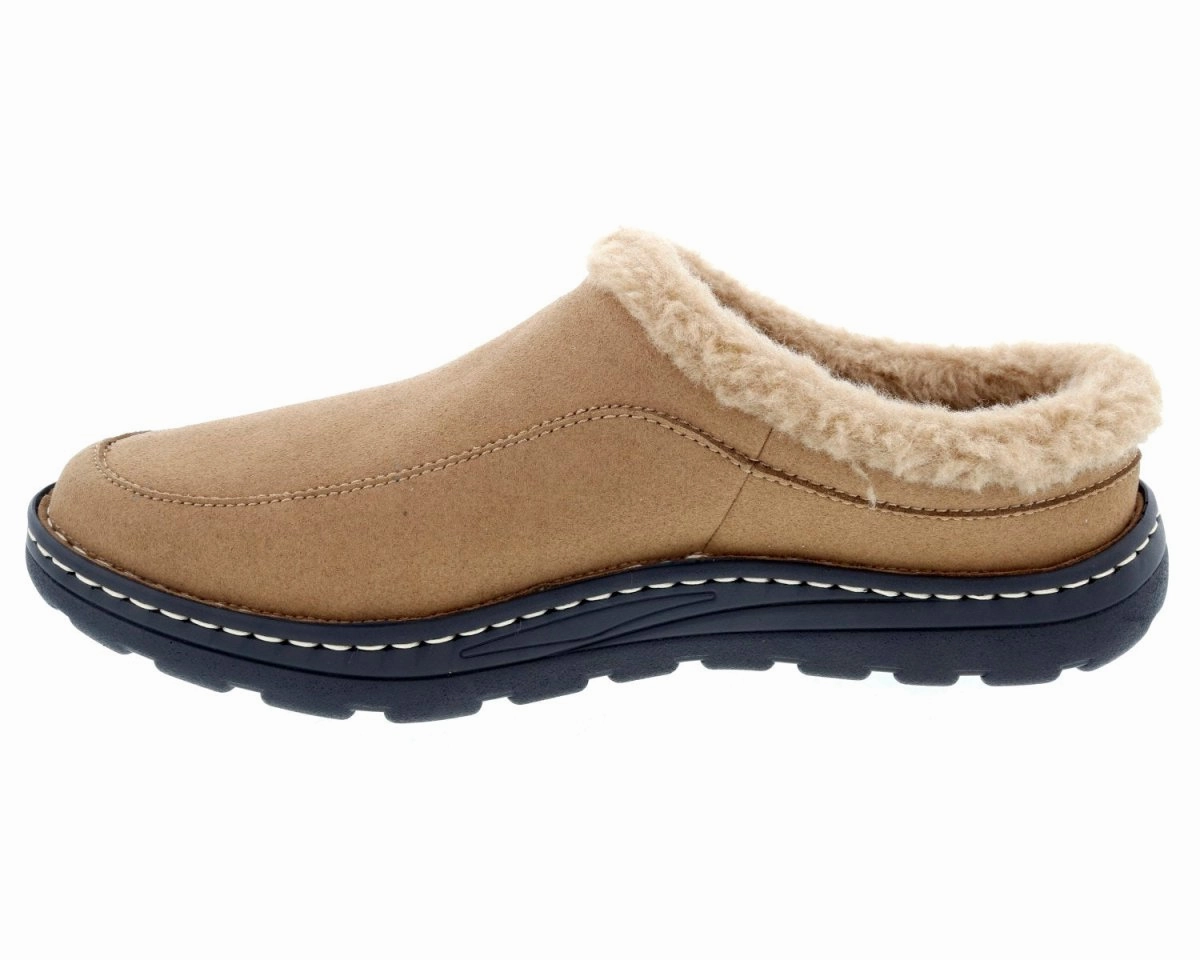 Seamless Inner Lining Drew Palmer Men Clog Shoe In Camel Microsuede