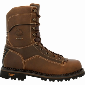 Insulated Snow Trekker Protective Finish Weekend Wanderer Georgia Boot AMP LT Low Heel Logger Composite Toe Waterproof Men's Work Boot Gb00473 In Brown